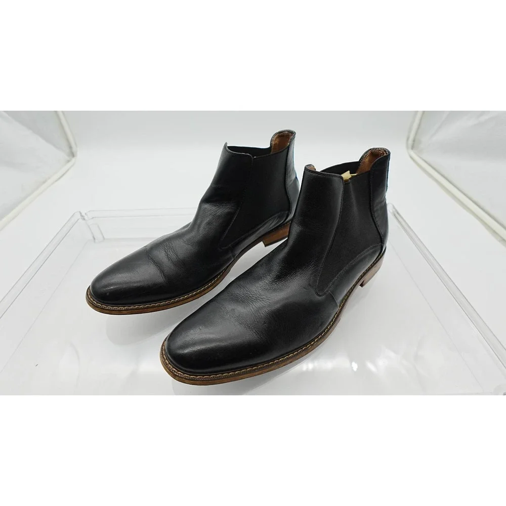Stacy Adams Men's Maury Black Burnished Leather Cap Toe Chelsea Boot Size US 13